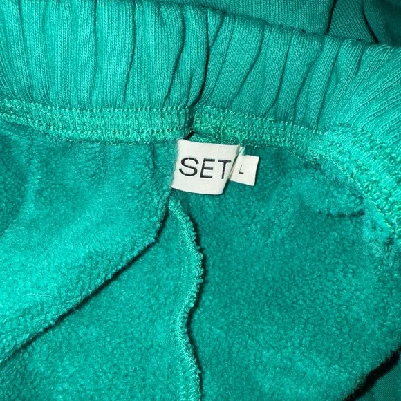 SET Active Palm Emerald Green Half Zip Sweatshirt Short and Jogger Set Large - Picture 6 of 11